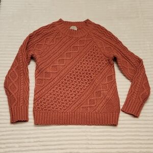 Cottagecore Fisherman Knit Crew Neck Blush Pink St. Johns Bay Sweater Sz S